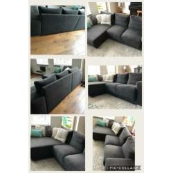 Bank antraciet met chaise longue