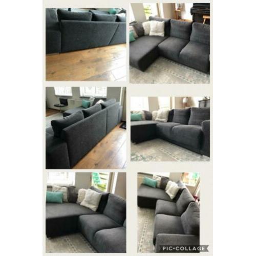 Bank antraciet met chaise longue