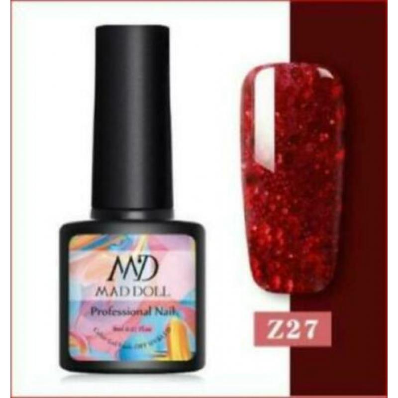 Z27 Glitter rode soak-off UV gel nieuw in verpakking