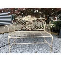 Prachtige design gardensofa smeedijzer, kleur wit/rust, met