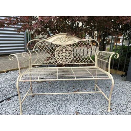 Prachtige design gardensofa smeedijzer, kleur wit/rust, met