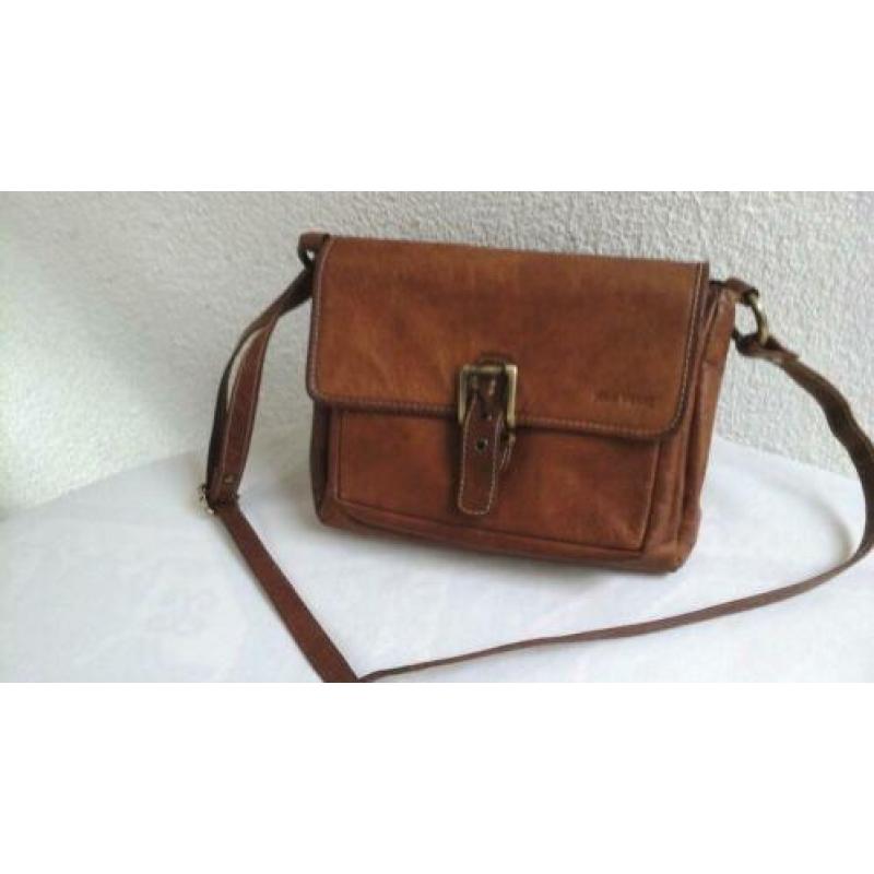 Jean Pierre: z.g.a.n.leren hand/schoudertas: kleur: cognac