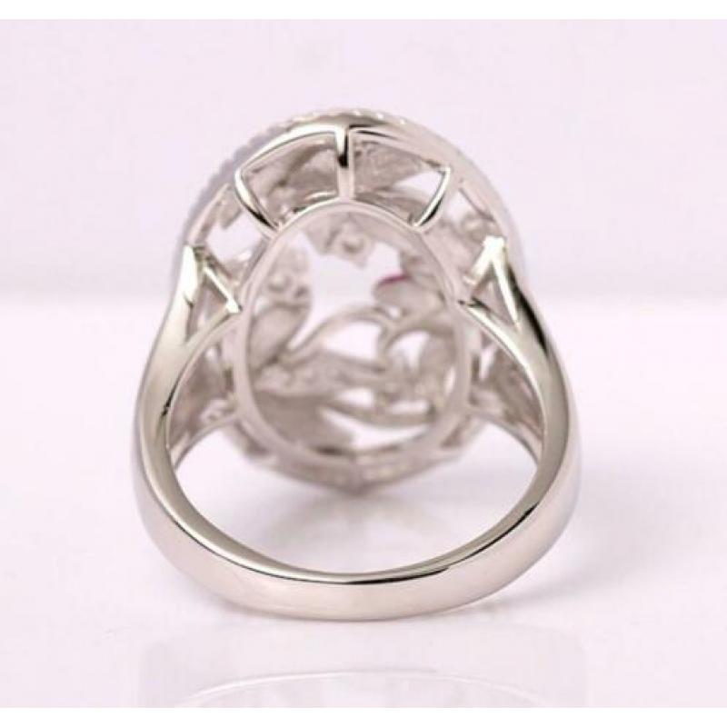 Lotusbloemen 925 sterling zilveren ring met zirkonen