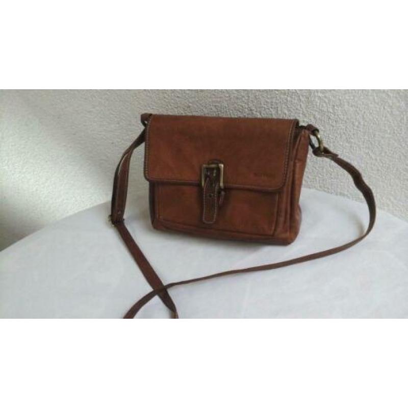 Jean Pierre: z.g.a.n.leren hand/schoudertas: kleur: cognac