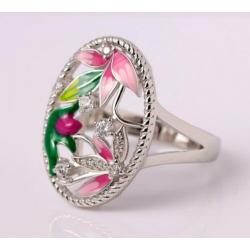 Lotusbloemen 925 sterling zilveren ring met zirkonen