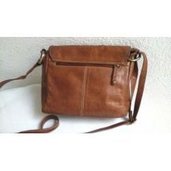 Jean Pierre: z.g.a.n.leren hand/schoudertas: kleur: cognac