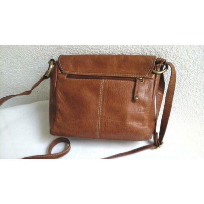 Jean Pierre: z.g.a.n.leren hand/schoudertas: kleur: cognac