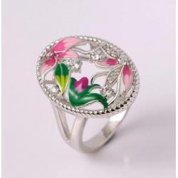 Lotusbloemen 925 sterling zilveren ring met zirkonen