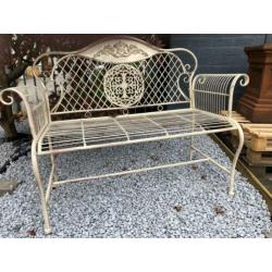 Prachtige design gardensofa smeedijzer, kleur wit/rust, met