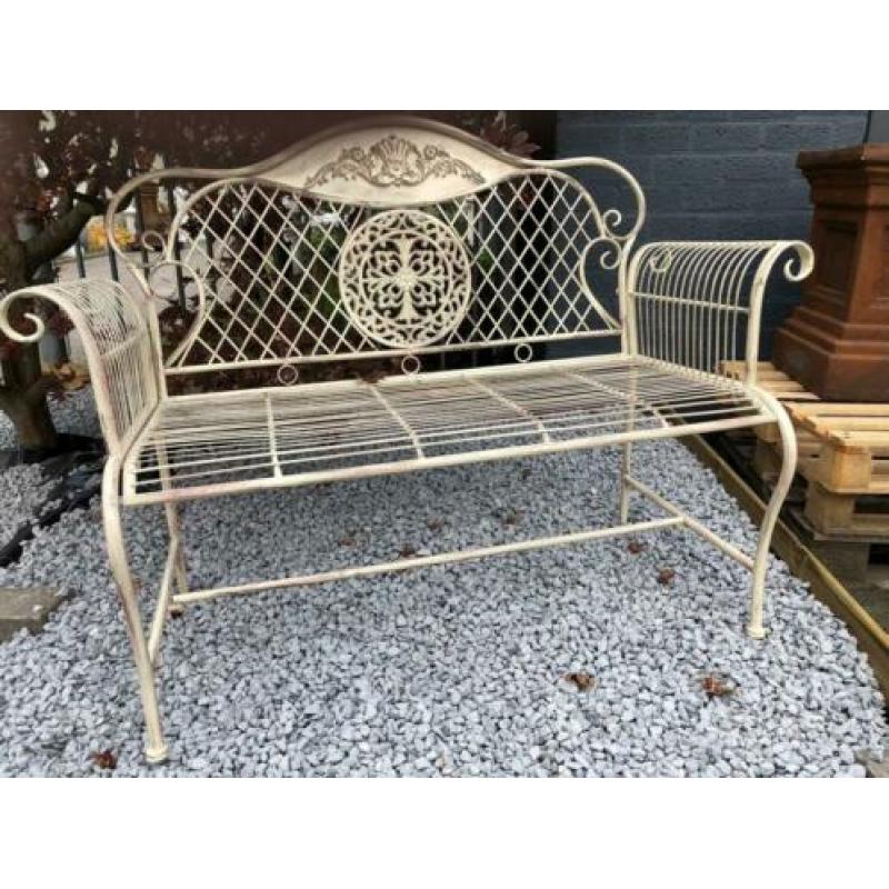 Prachtige design gardensofa smeedijzer, kleur wit/rust, met