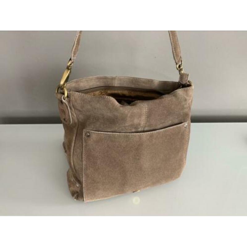 Suède taupe dames tas