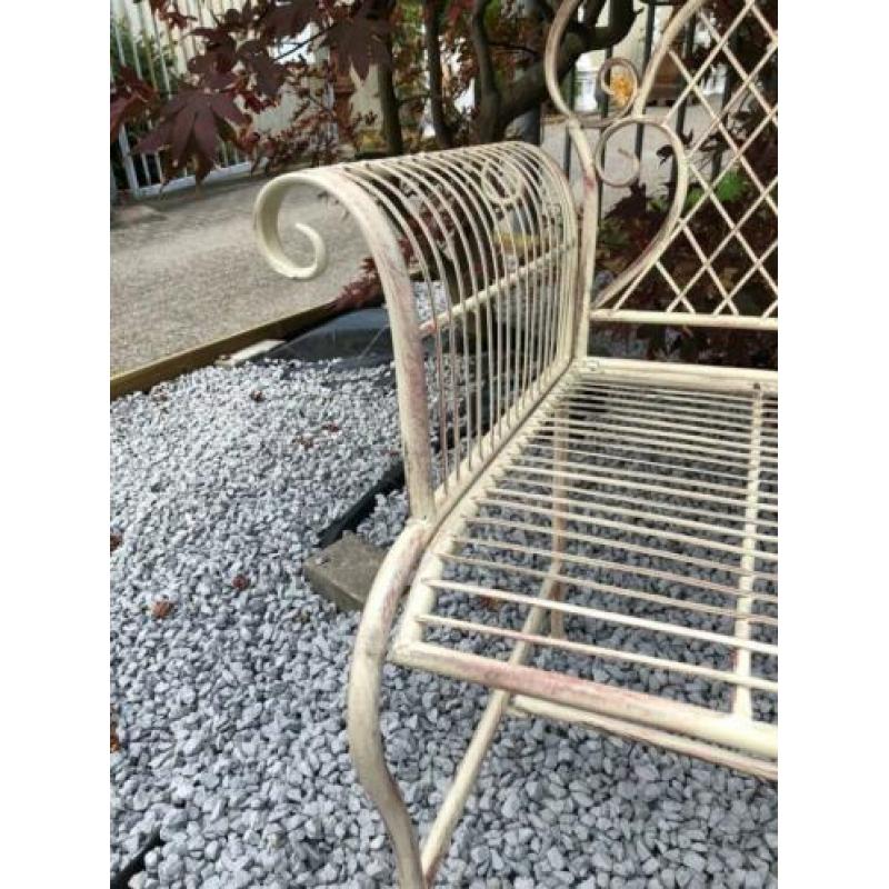 Prachtige design gardensofa smeedijzer, kleur wit/rust, met