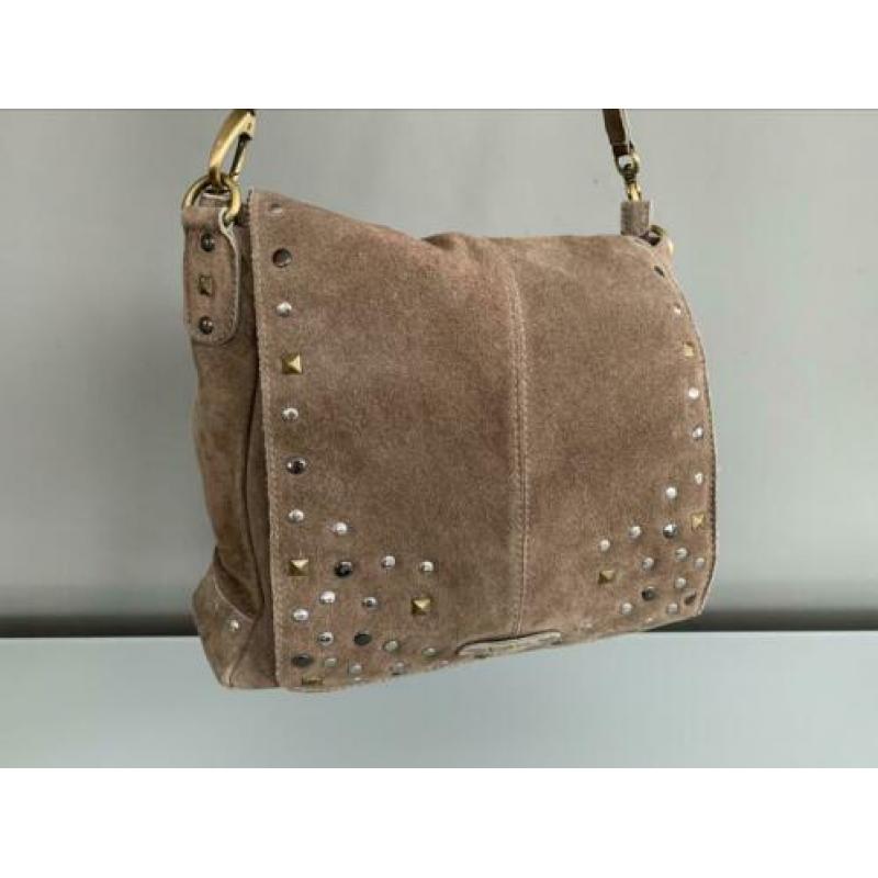 Suède taupe dames tas