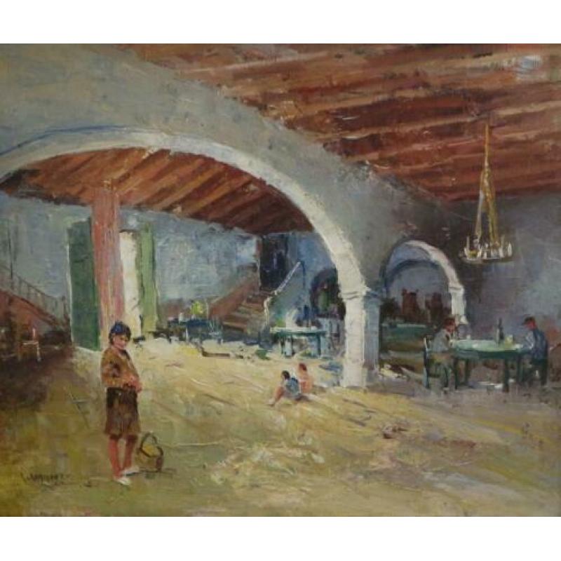 Leon Lommaert, in het café