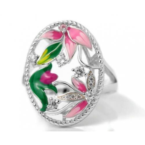 Lotusbloemen 925 sterling zilveren ring met zirkonen
