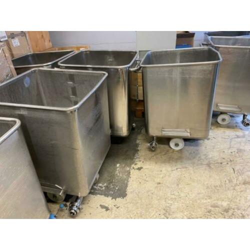 Rvs kuipwagens - mengwagens 250 liter 8 stuks