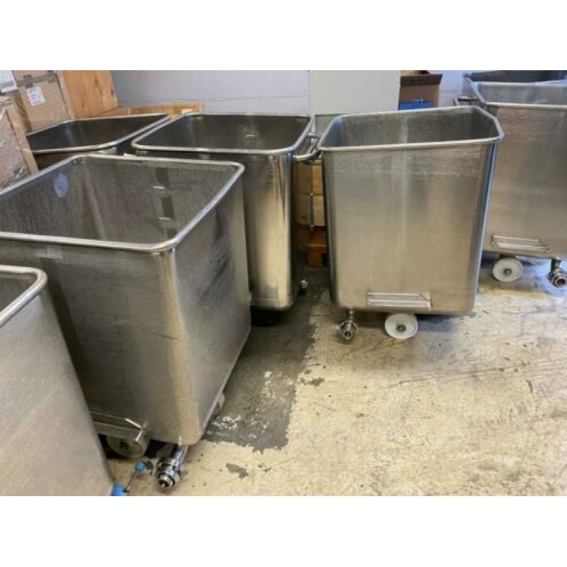 Rvs kuipwagens - mengwagens 250 liter 8 stuks