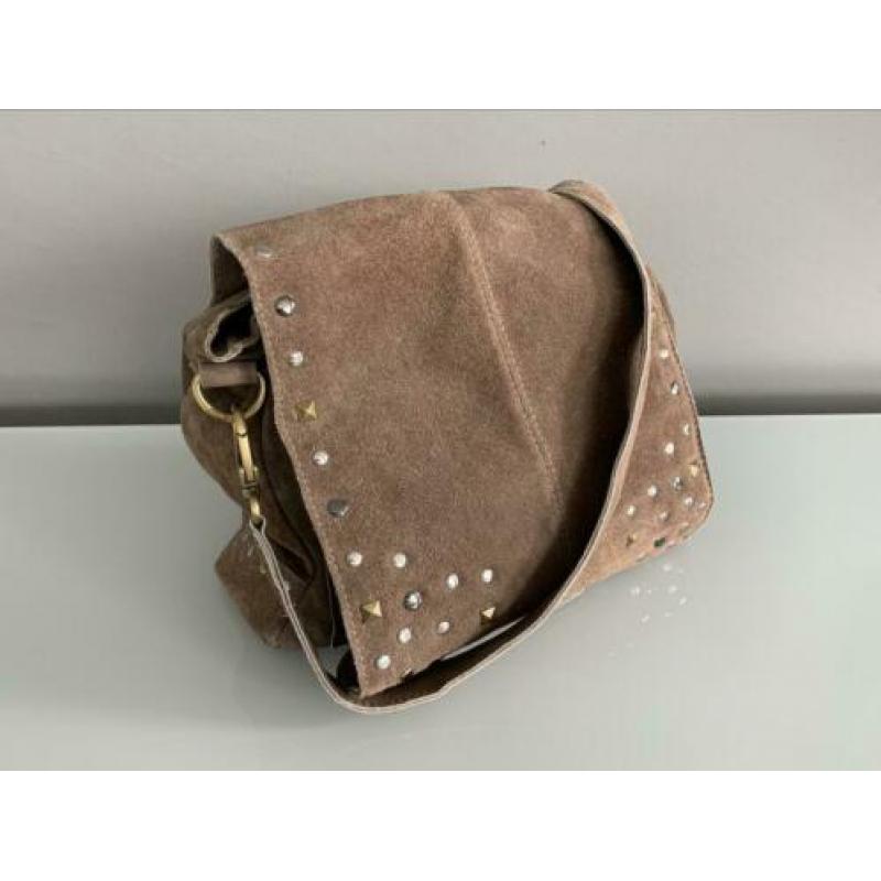 Suède taupe dames tas
