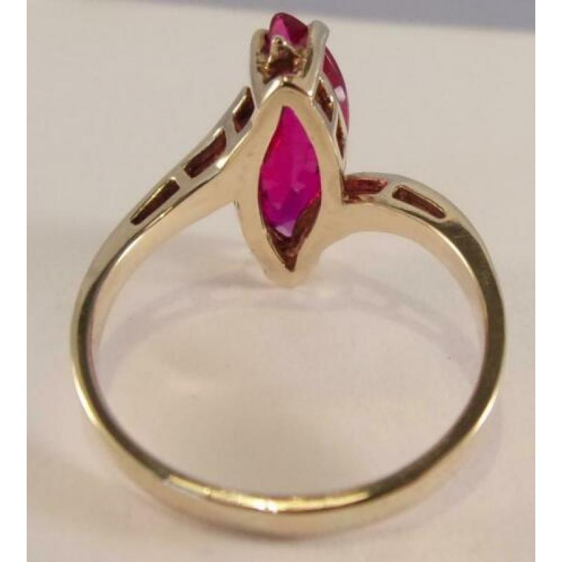 Unieke antieke gouden Art Deco ring met grote Robijn
