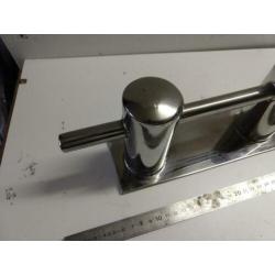 5x RVS dubbele bolder met voetplaat - 30cm - Als nieuw