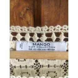 Mango blouse crochet bohemian nieuw zara h&m xs wit kant