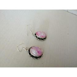 Prachtige handgemaakte 925z oorbellen met Rhodochrosite