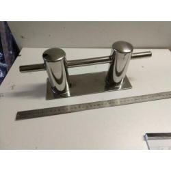5x RVS dubbele bolder met voetplaat - 30cm - Als nieuw