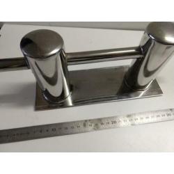 5x RVS dubbele bolder met voetplaat - 30cm - Als nieuw
