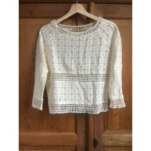 Mango blouse crochet bohemian nieuw zara h&m xs wit kant