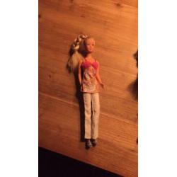Barbiepoppen met kleding en schoenen, en kam.