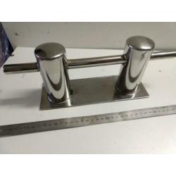 5x RVS dubbele bolder met voetplaat - 30cm - Als nieuw