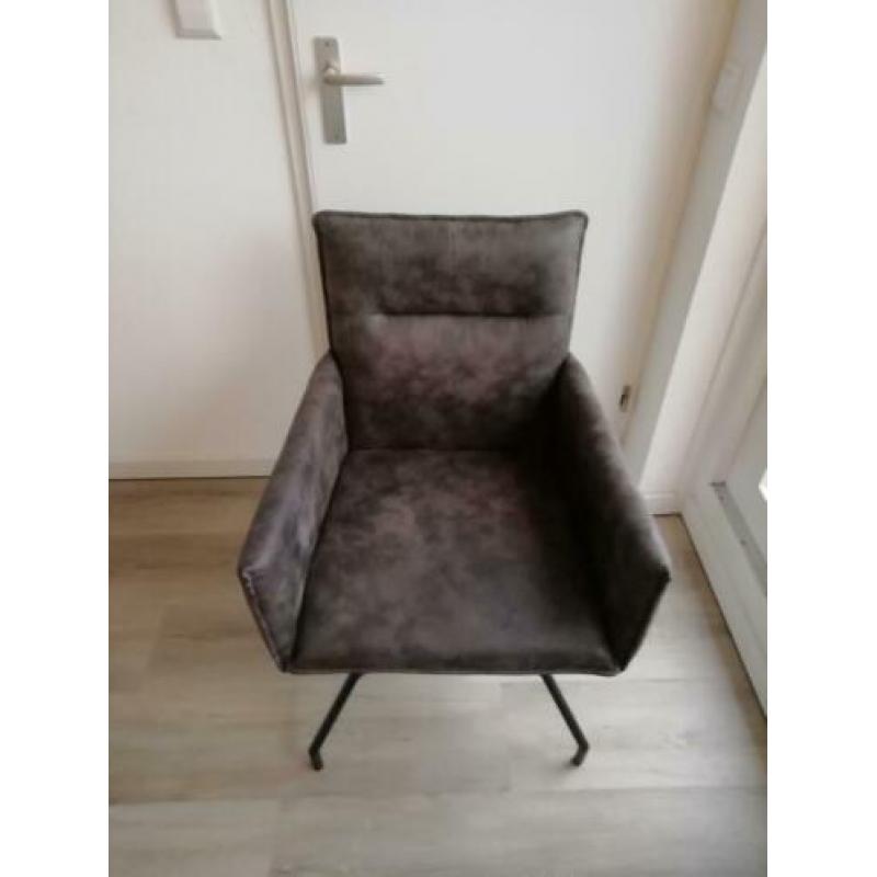 6 grijs-bruine eetkamerstoelen, zgan