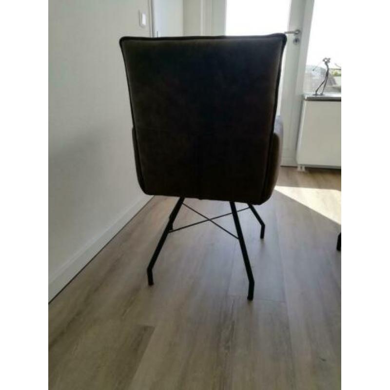 6 grijs-bruine eetkamerstoelen, zgan