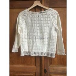 Mango blouse crochet bohemian nieuw zara h&m xs wit kant