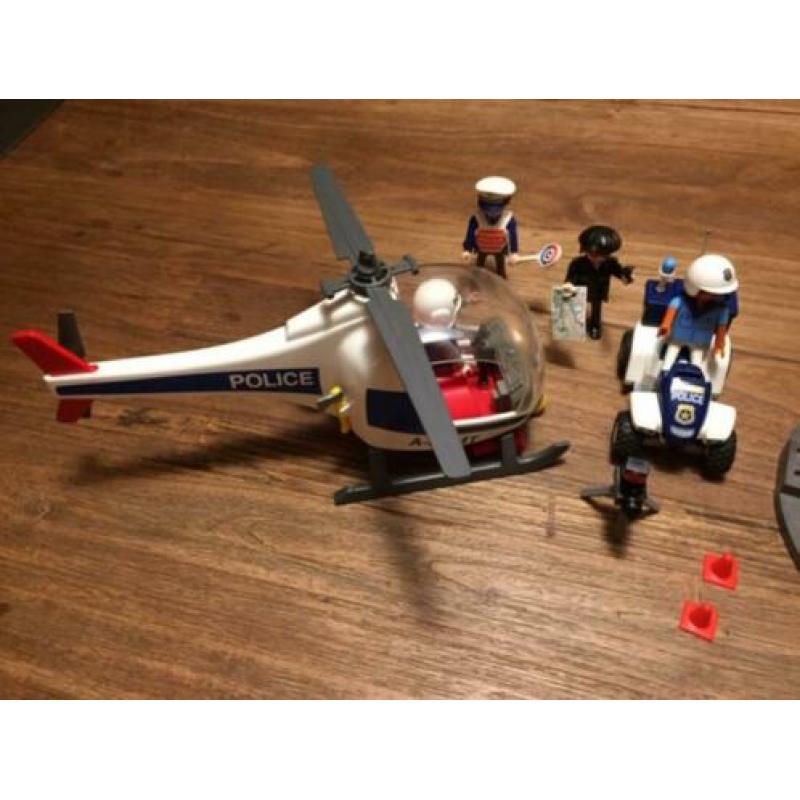 3 sets Playmobil verkeerstoren, politieheli & -quad z.g.a.n.