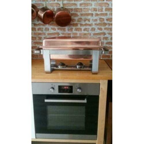 Koperen chafing dish. Warmhoudbak van Spring..