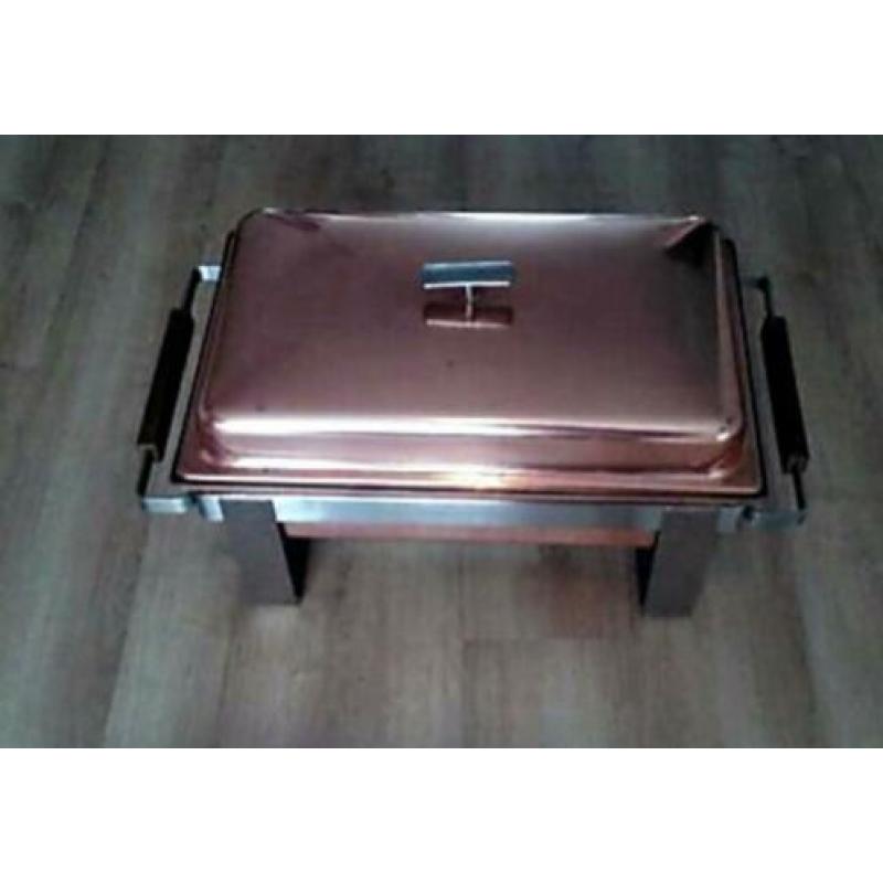 Koperen chafing dish. Warmhoudbak van Spring..
