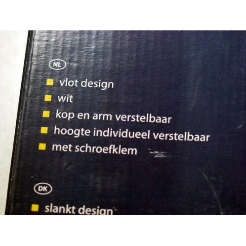 Witte led bureaulamp met tafelklem.