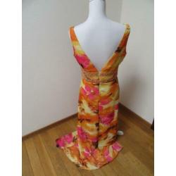 W44 NIEUW!! lange gala jurk MUREK geel oranje roze 40