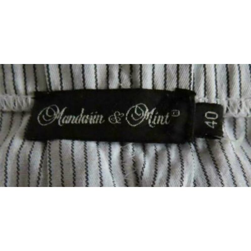Mandarin & Mint rok wit met fijne krijtstreep maat 40