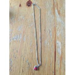 Echt zilveren ketting met lieveheerstbeestjes hanger