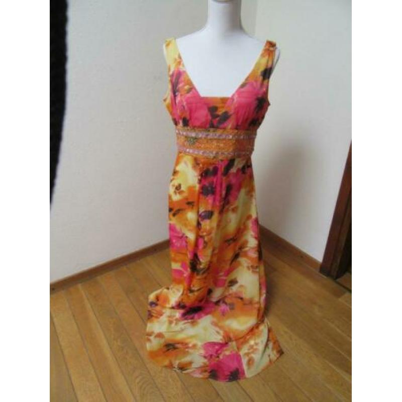 W44 NIEUW!! lange gala jurk MUREK geel oranje roze 40