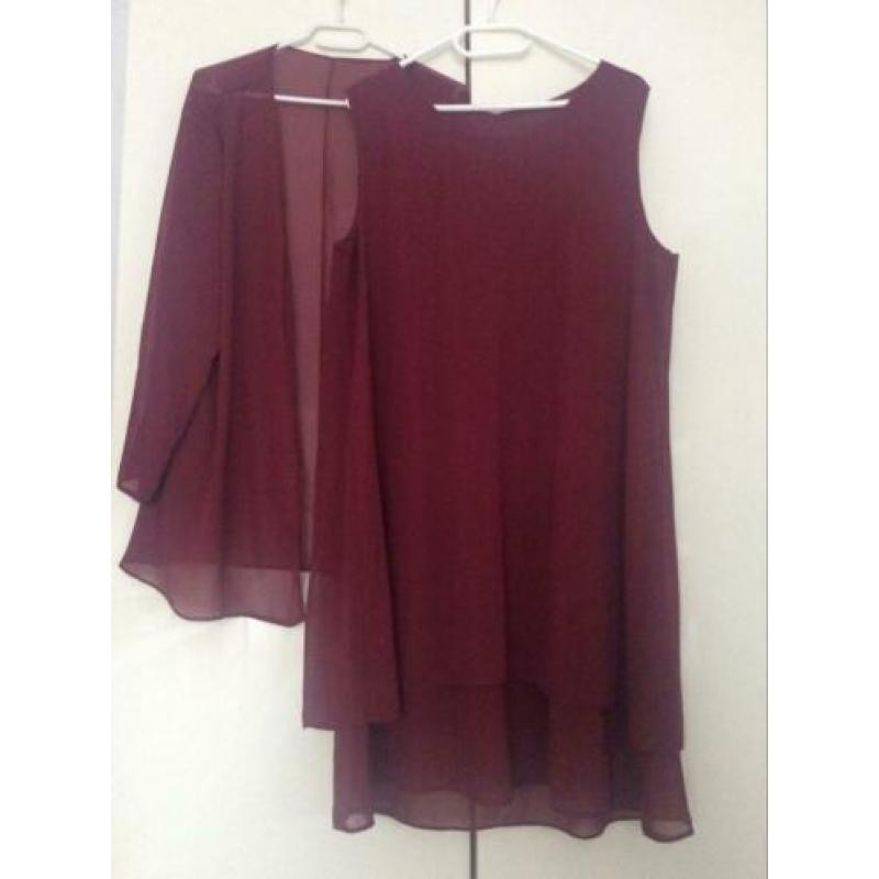 Bordeaux cocktailjurk 2 xl