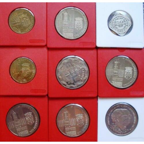 Nederland lot met 9 ecu munten/penningen (FDC)
