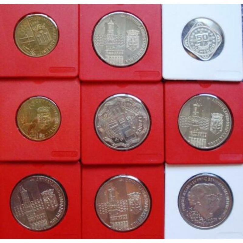 Nederland lot met 9 ecu munten/penningen (FDC)