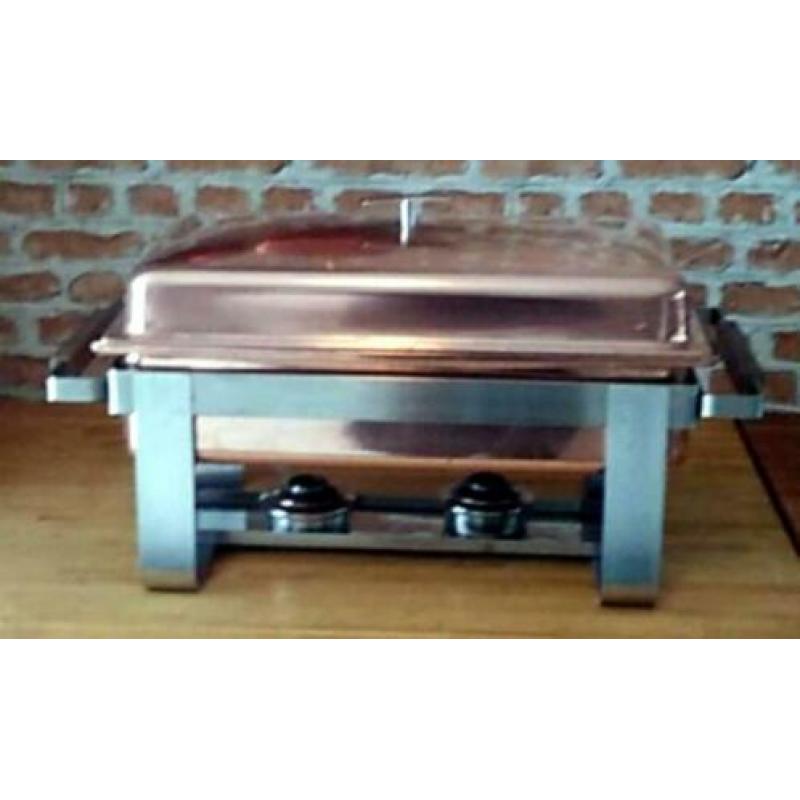 Koperen chafing dish. Warmhoudbak van Spring..