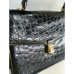 Vintage tas krokodillenleder