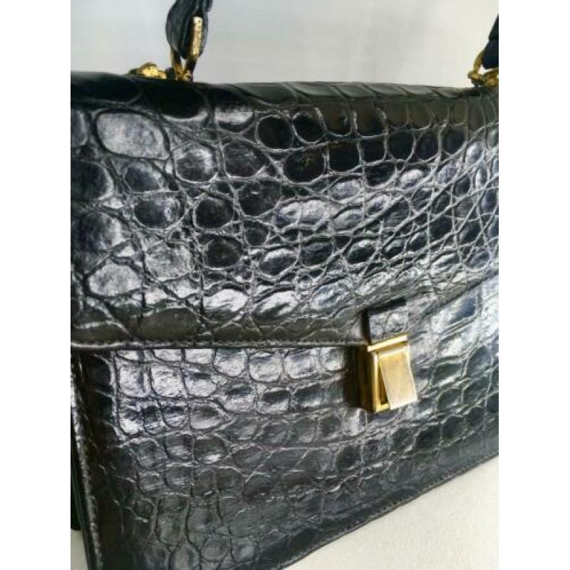 Vintage tas krokodillenleder