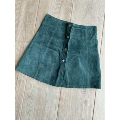 Nubuck/leren rok ONLY 36 groen