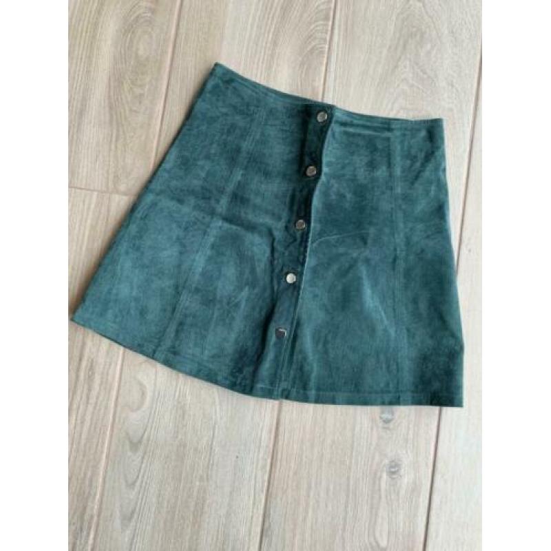 Nubuck/leren rok ONLY 36 groen